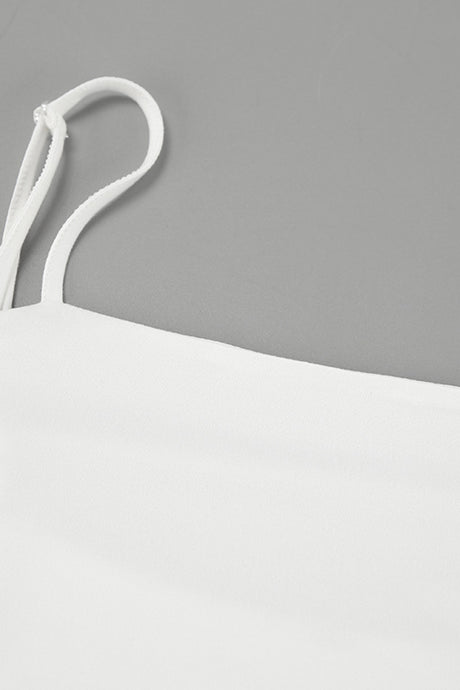 Arolora White Waisted Ballon Midi Dress