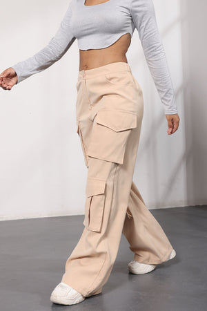 Arolora wide-leg-cargo-pants-with-pockets