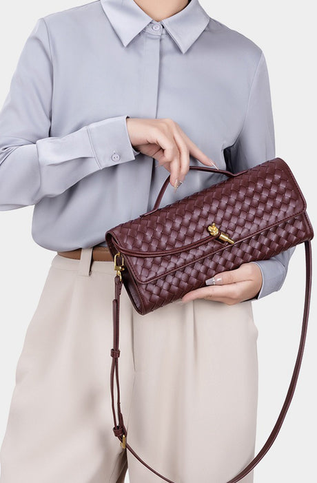 Woven Baguette Shoulder Bag Crossbody Bag