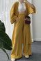 Arolora wrinkled-texture-open-front-cardigan-suits