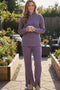 Zip-up Slit Ribbed Knit Two-piece outfit