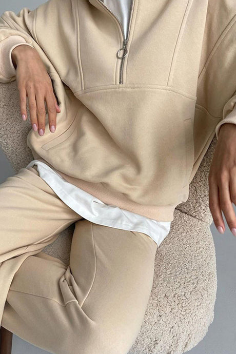 Zip-up Stand Neck Sweatshirt Suits