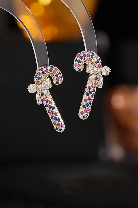 Zircon Bow Cane Earrings