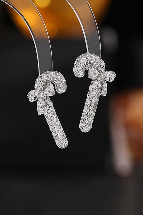 Zircon Bow Cane Earrings