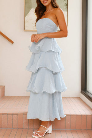 Arolora Strapless Sweet Chiffon Tiered Dress