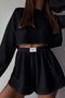 Arolora hollow-long-sleeve-shorts-slit-two-piece-set