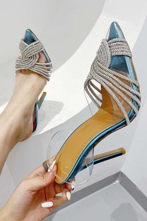 Pointed Toe Rhinestone Clear High Heels