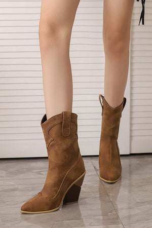 Pointed Toe Western Mid-Calf Boots