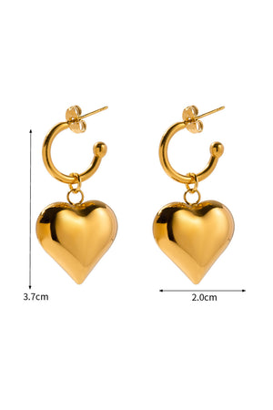 Peach Heart Drop Earrings