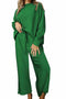 Solid Color Long Sleeve Long Pant Textured Set
