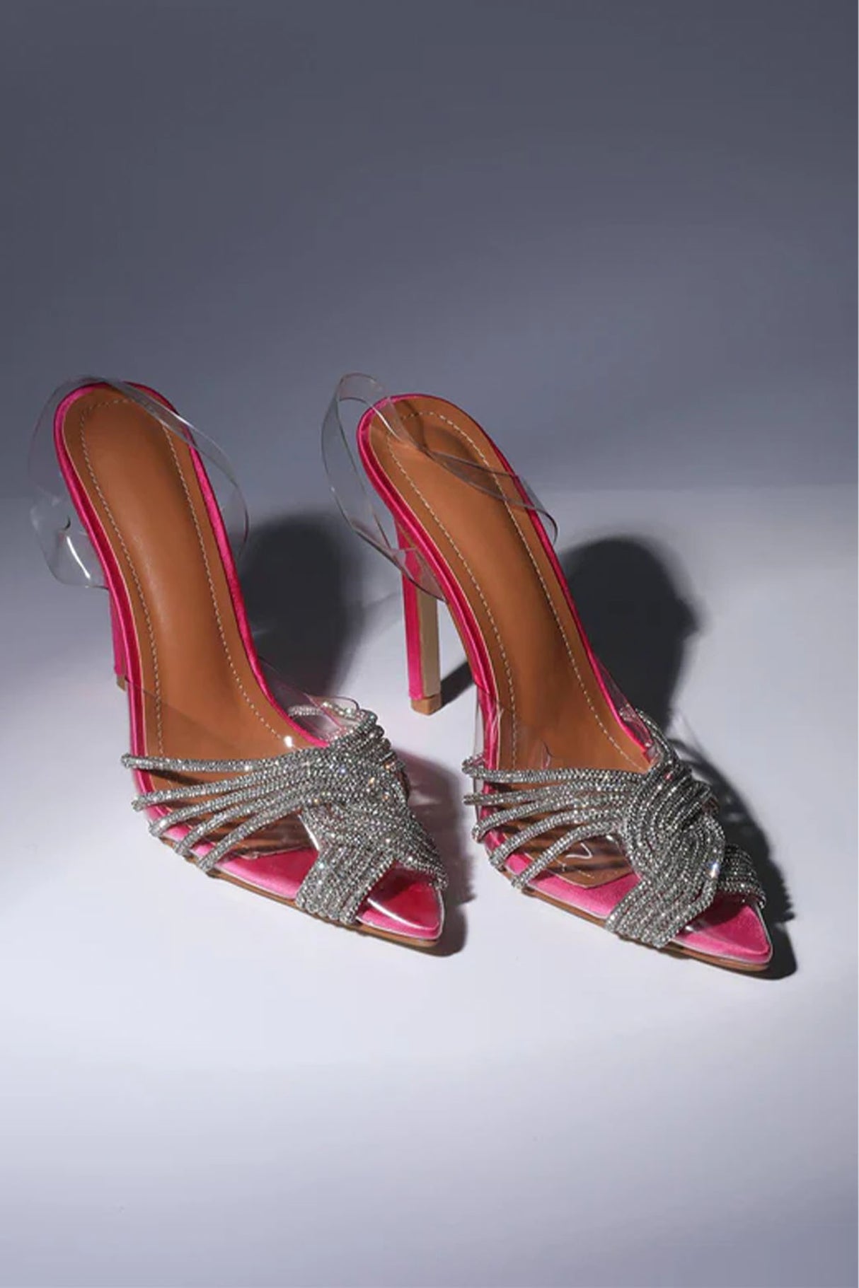 Pointed Toe Rhinestone Clear High Heels