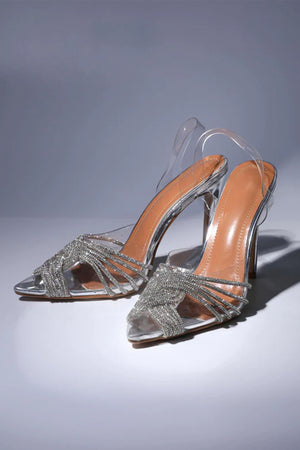 Pointed Toe Rhinestone Clear High Heels
