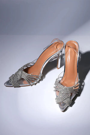 Pointed Toe Rhinestone Clear High Heels