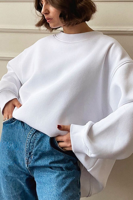 Solid Crew Neck Oversize Sweatshirt