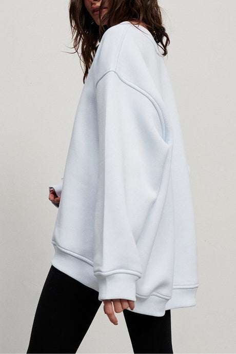Solid Crew Neck Oversize Sweatshirt