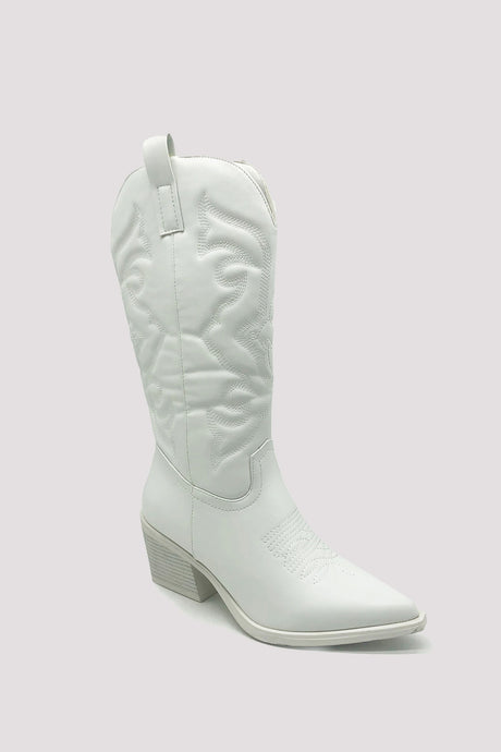 Metallic Square Toe Knee High Cowboy Boots
