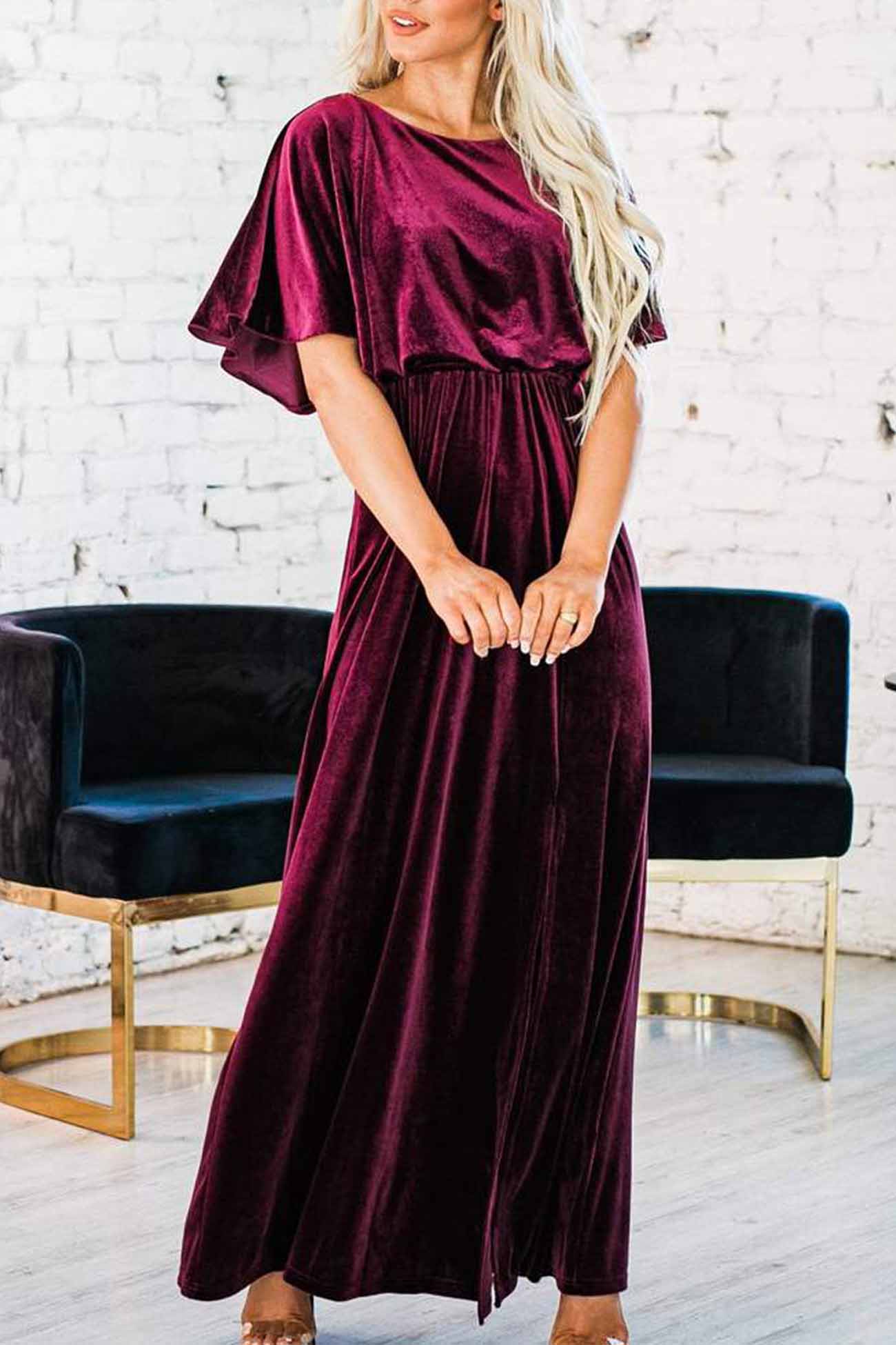 Velvet Crew Neck Dress