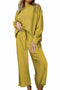 Solid Color Long Sleeve Long Pant Textured Set