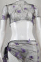 Mesh Butterfly Decoration Crop Top Skirt Suits
