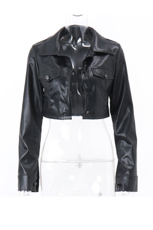 Black Cropped Leather Jacket
