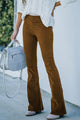 Solid Color Corduroy High-rise Flare Pants