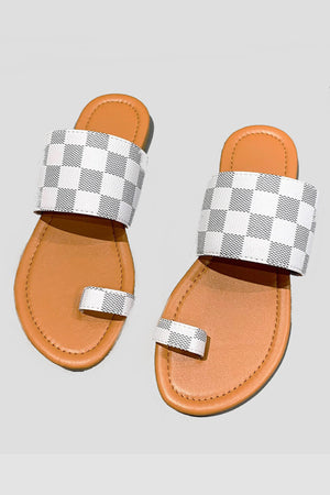 Checked Slip-on Flat Sandals