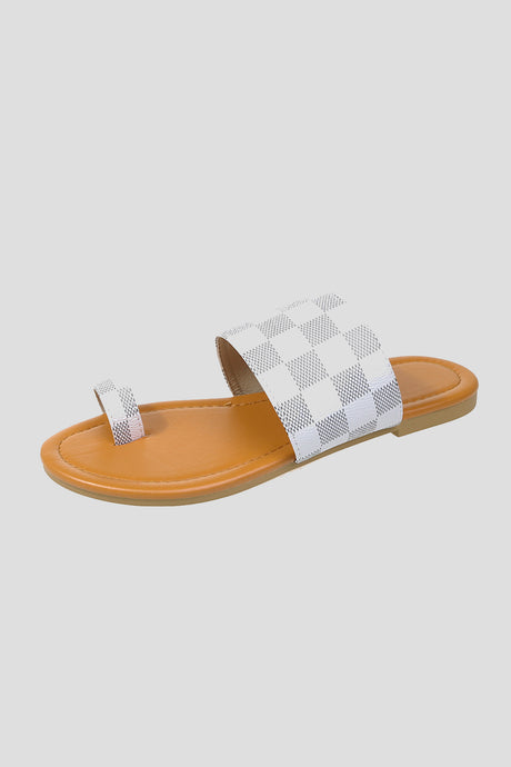 Checked Slip-on Flat Sandals