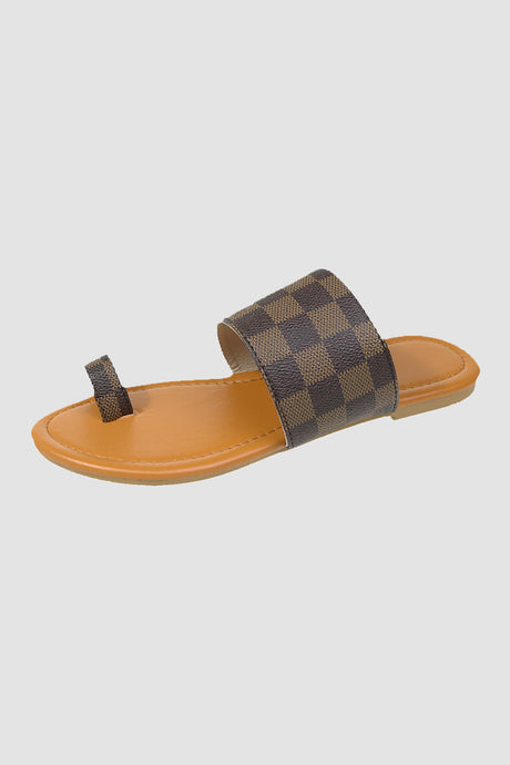 Checked Slip-on Flat Sandals