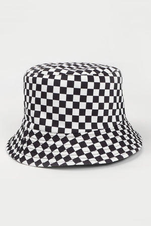 Checkered Print Reversible Bucket Hat