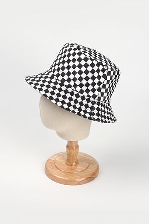 Checkered Print Reversible Bucket Hat