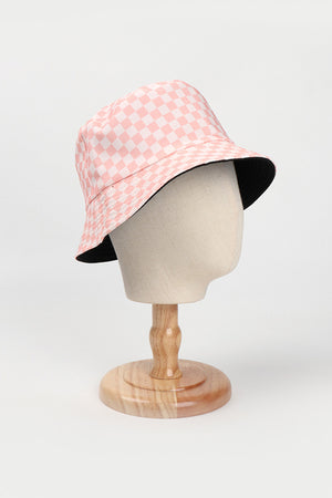 Checkered Print Reversible Bucket Hat