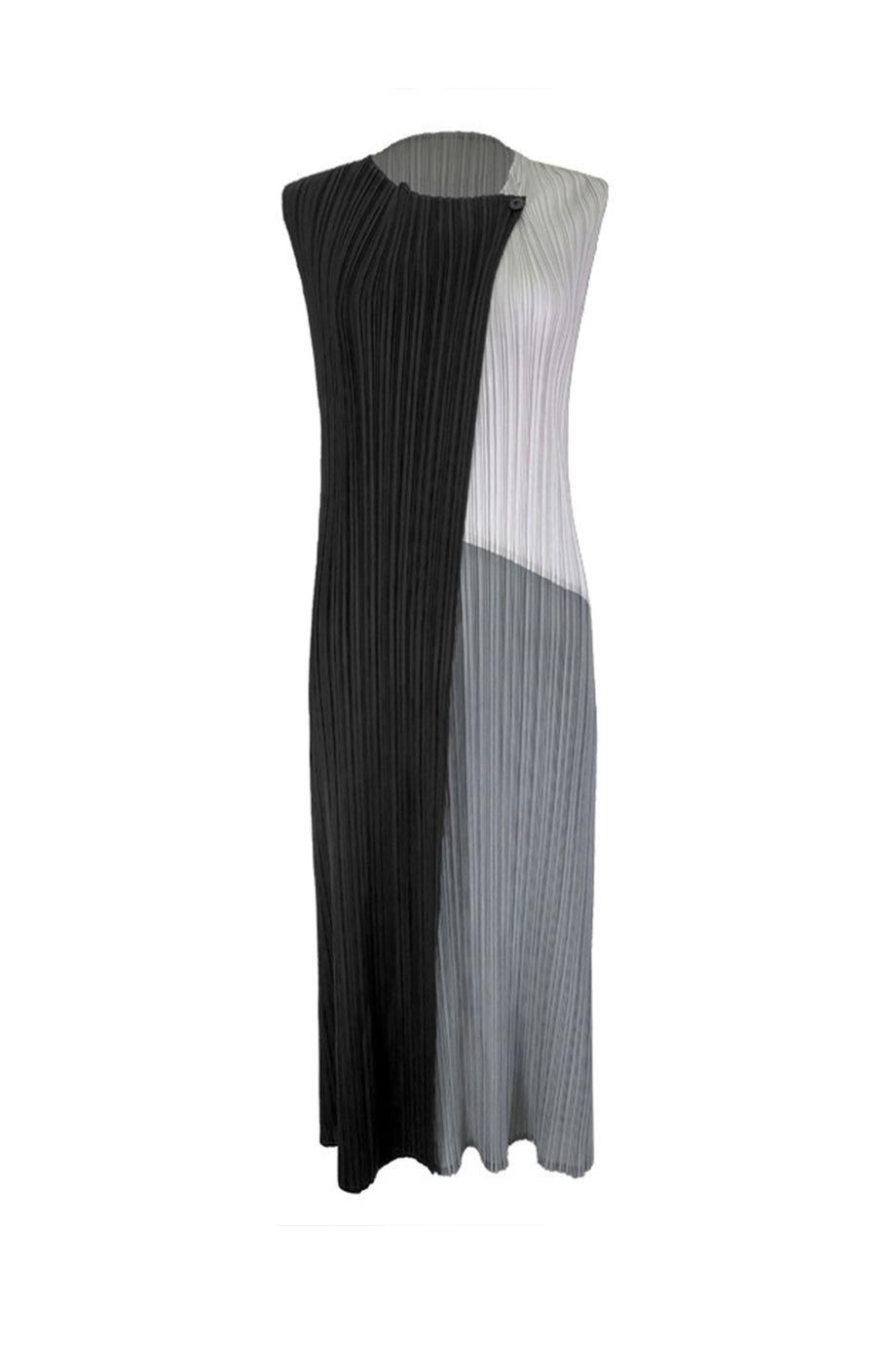 Colorblock Full Pleated Sleeveless Maxi Dress