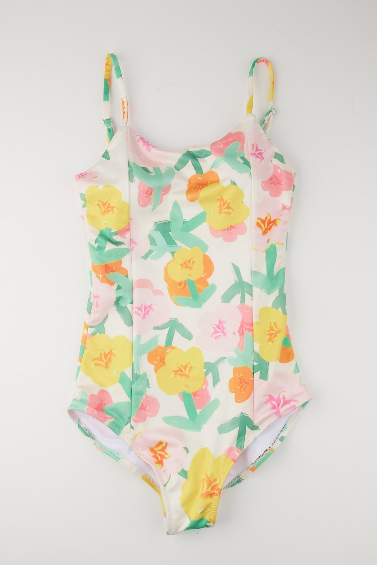 Colorful Floral Print One Piece Swimsuit