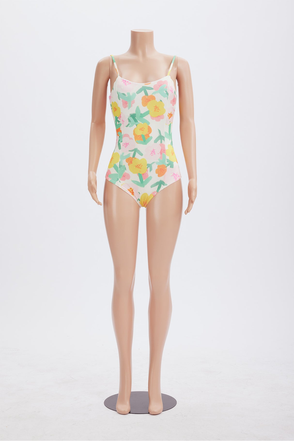 Colorful Floral Print One Piece Swimsuit