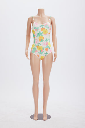 Colorful Floral Print One Piece Swimsuit