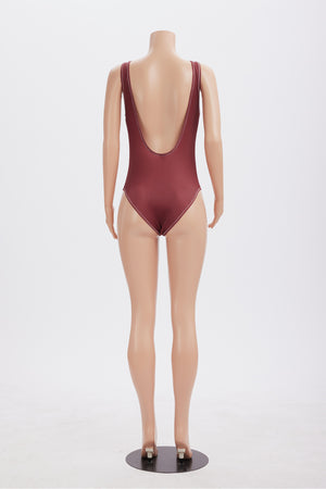 Contrast Cat Print Backless One Piece Swimsuit