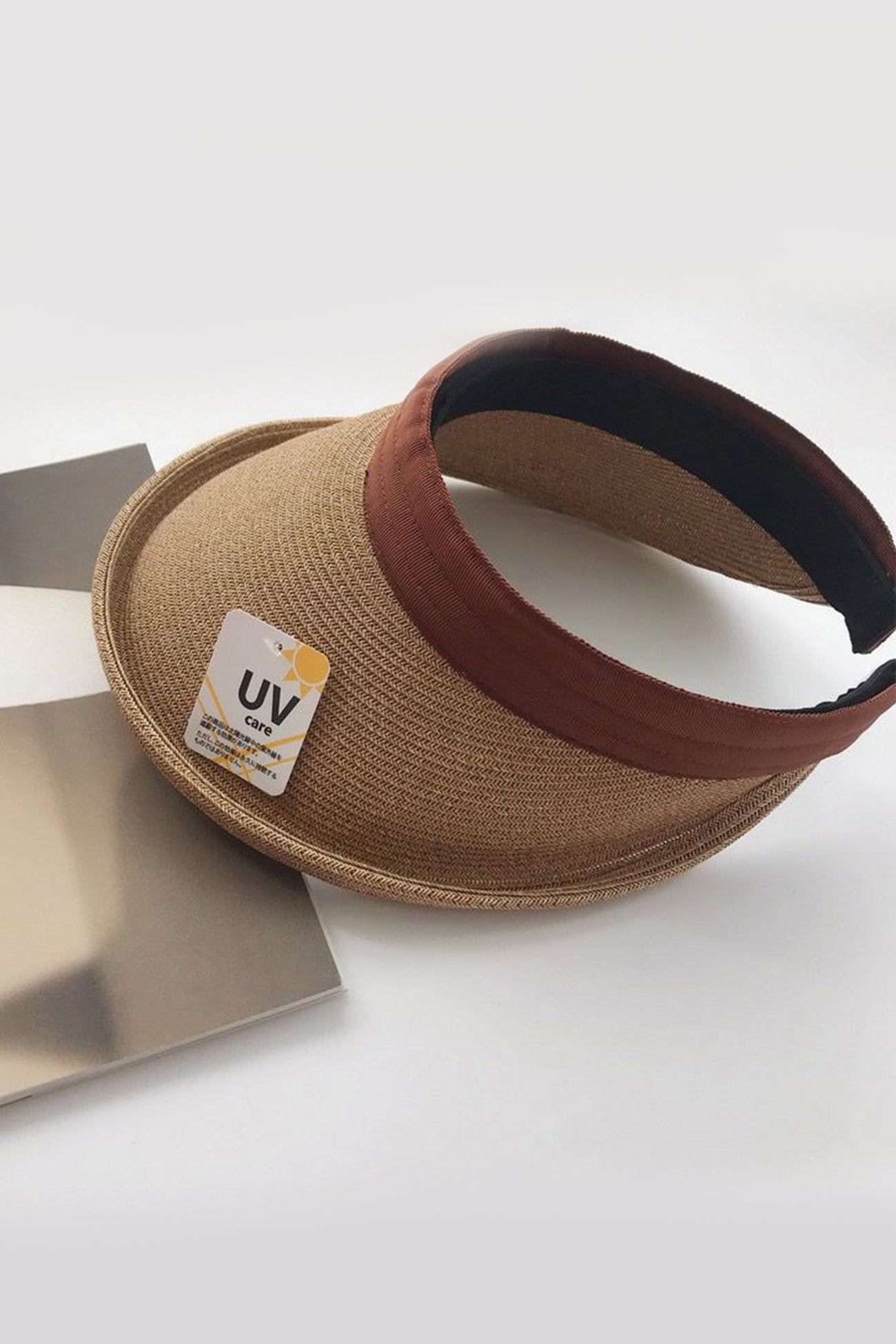 Crimping Plain Color Straw Visor