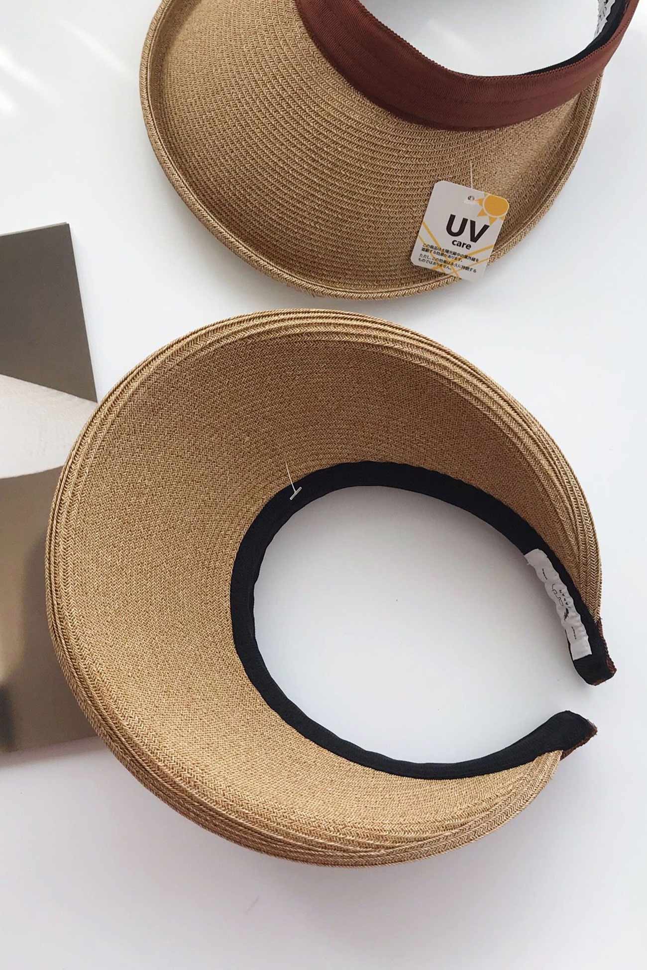 Crimping Plain Color Straw Visor