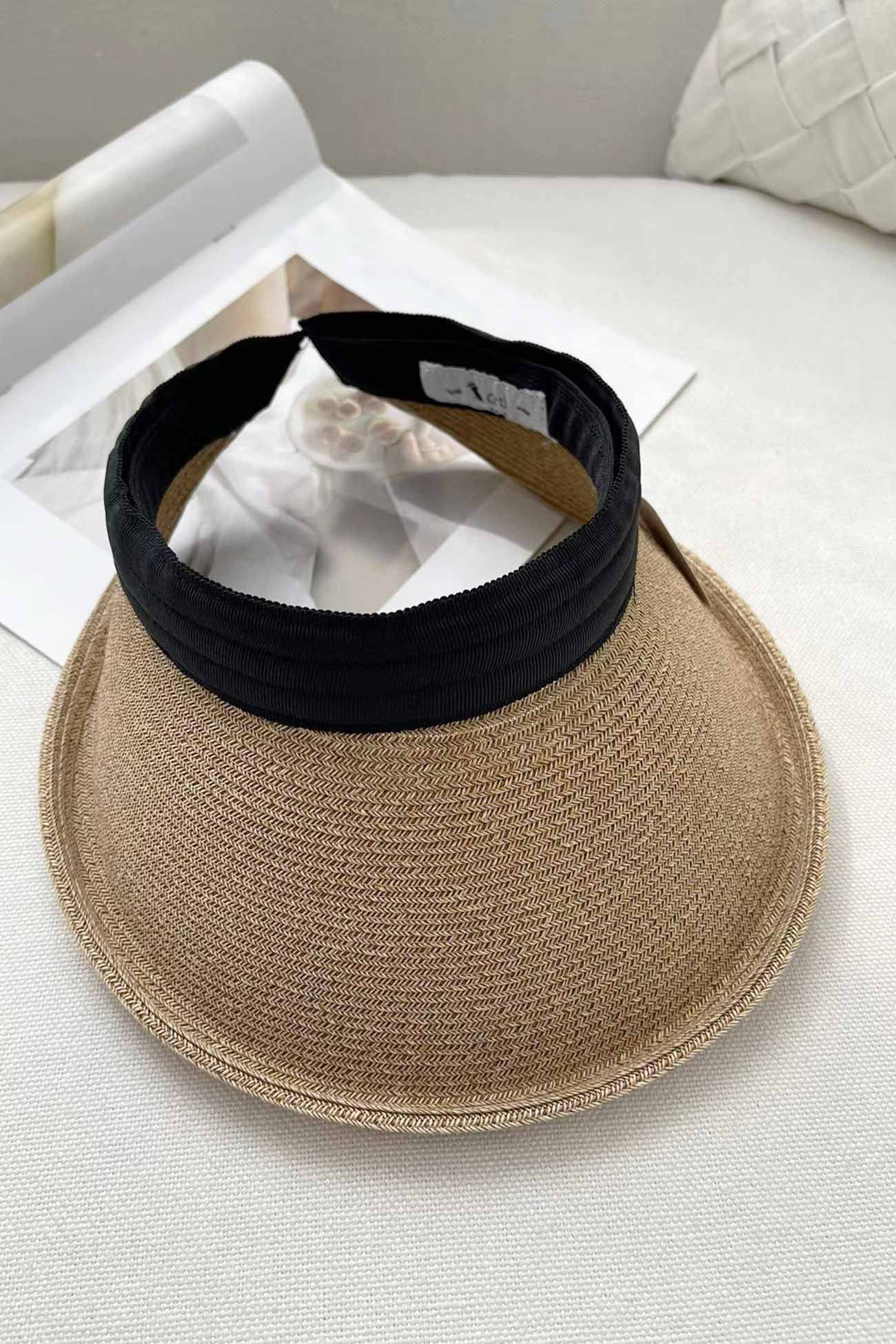 Crimping Plain Color Straw Visor