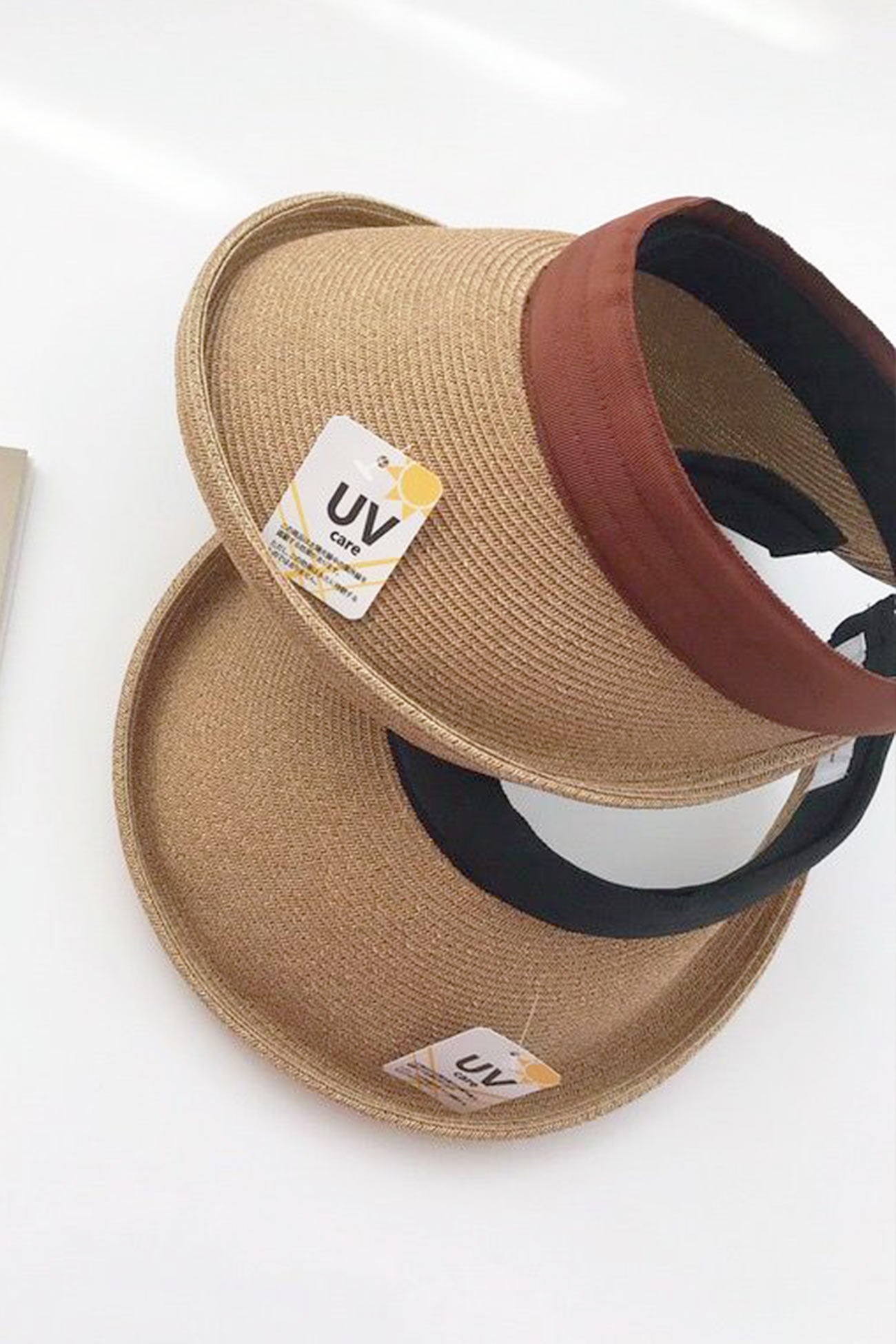 Crimping Plain Color Straw Visor