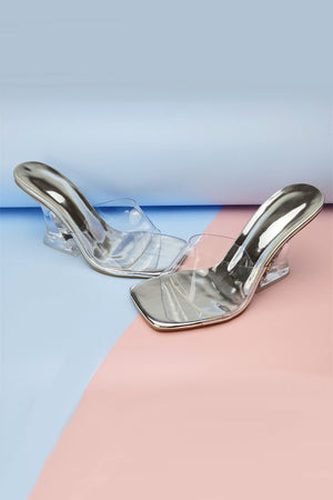 Crystal Clear Solid High Heel Sandals