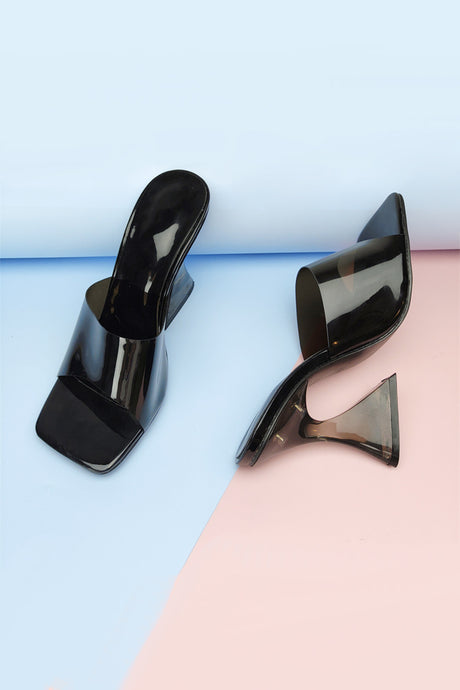 Crystal Clear Solid High Heel Sandals