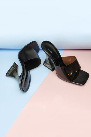 Crystal Clear Solid High Heel Sandals
