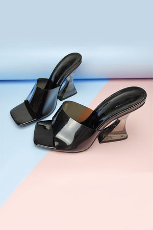 Crystal Clear Solid High Heel Sandals
