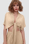 Deep V-neck Top & Elastic Wide Leg Pants