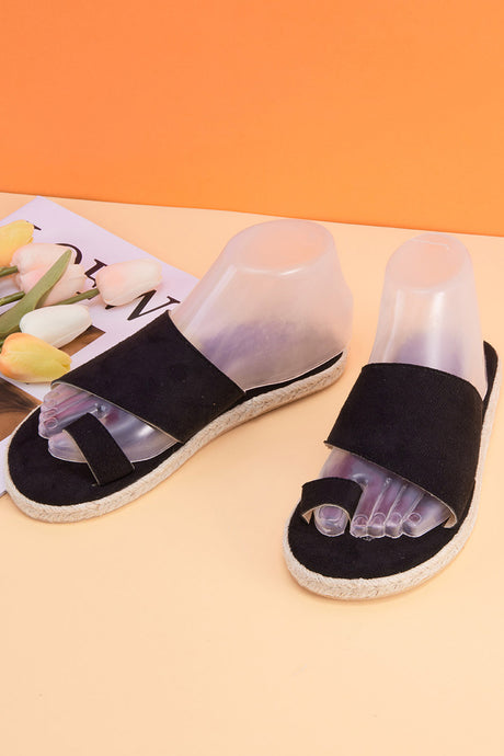 Toe-loop Espadrille Flatform Slide Sandals