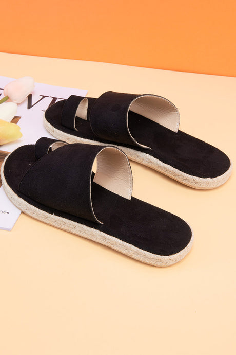 Toe-loop Espadrille Flatform Slide Sandals