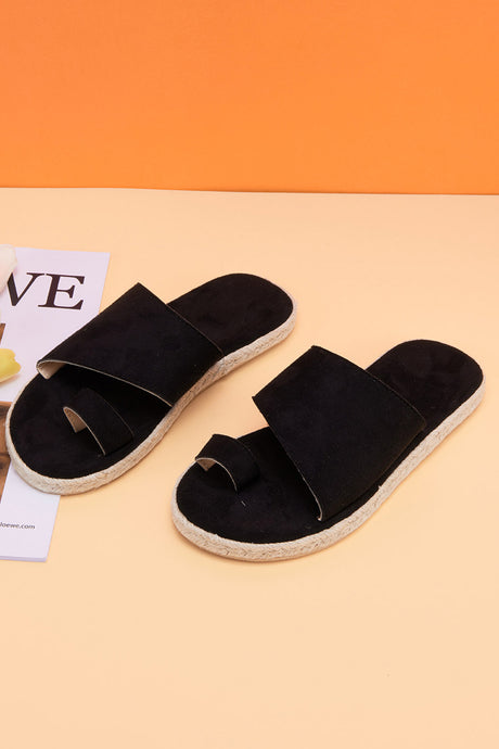 Toe-loop Espadrille Flatform Slide Sandals