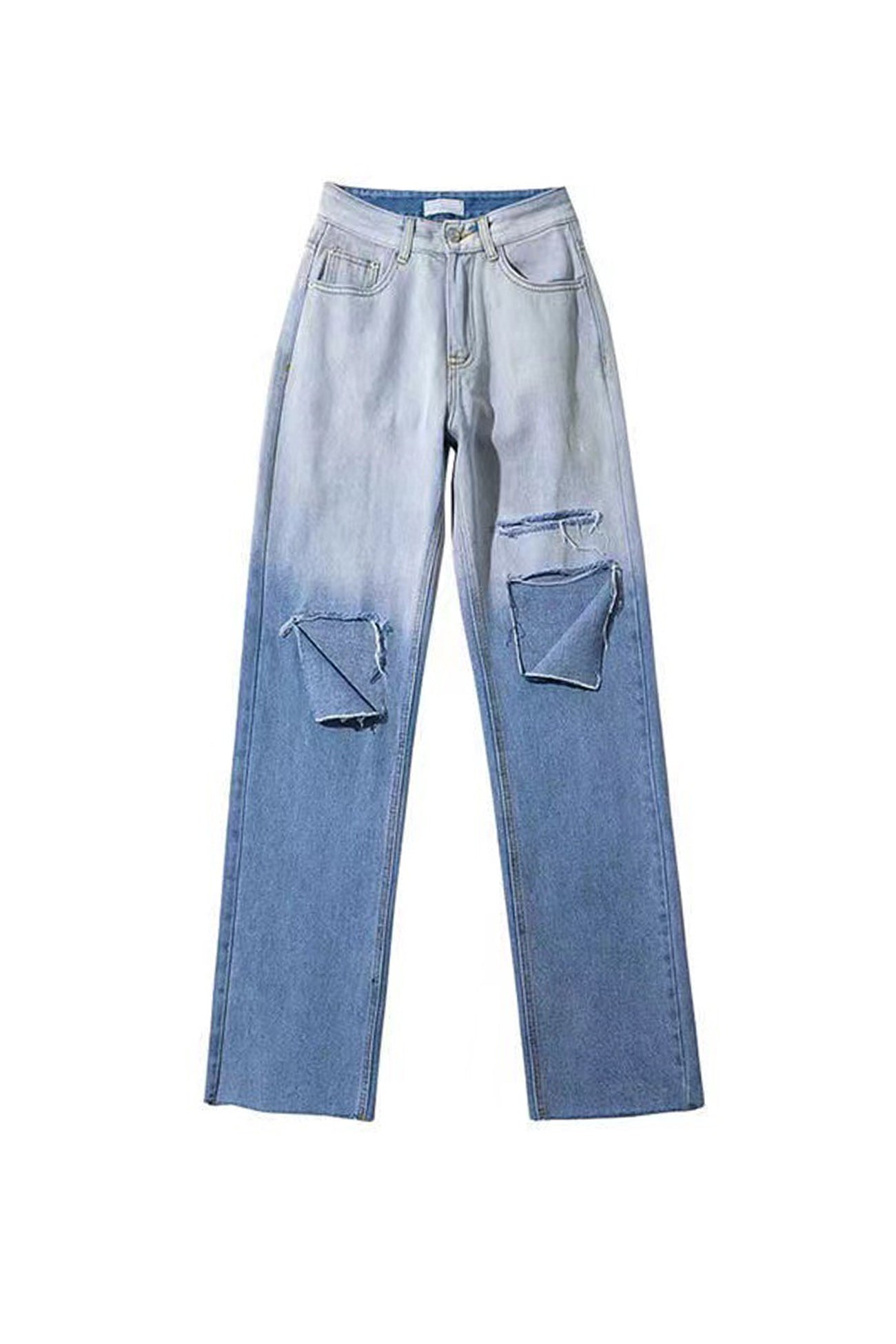 Gradient Ripped Straight-leg Jeans