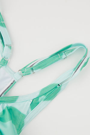 Green Leopard Print Drawstring Two-piece Swimsuit